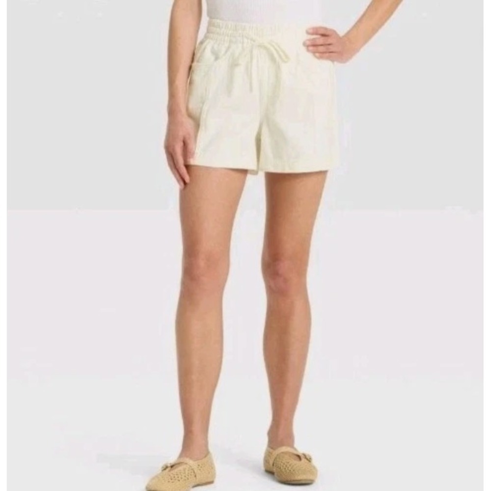 Women's High-Rise Drawstring‎ Denim Beach Shorts - Universal Thread Large
